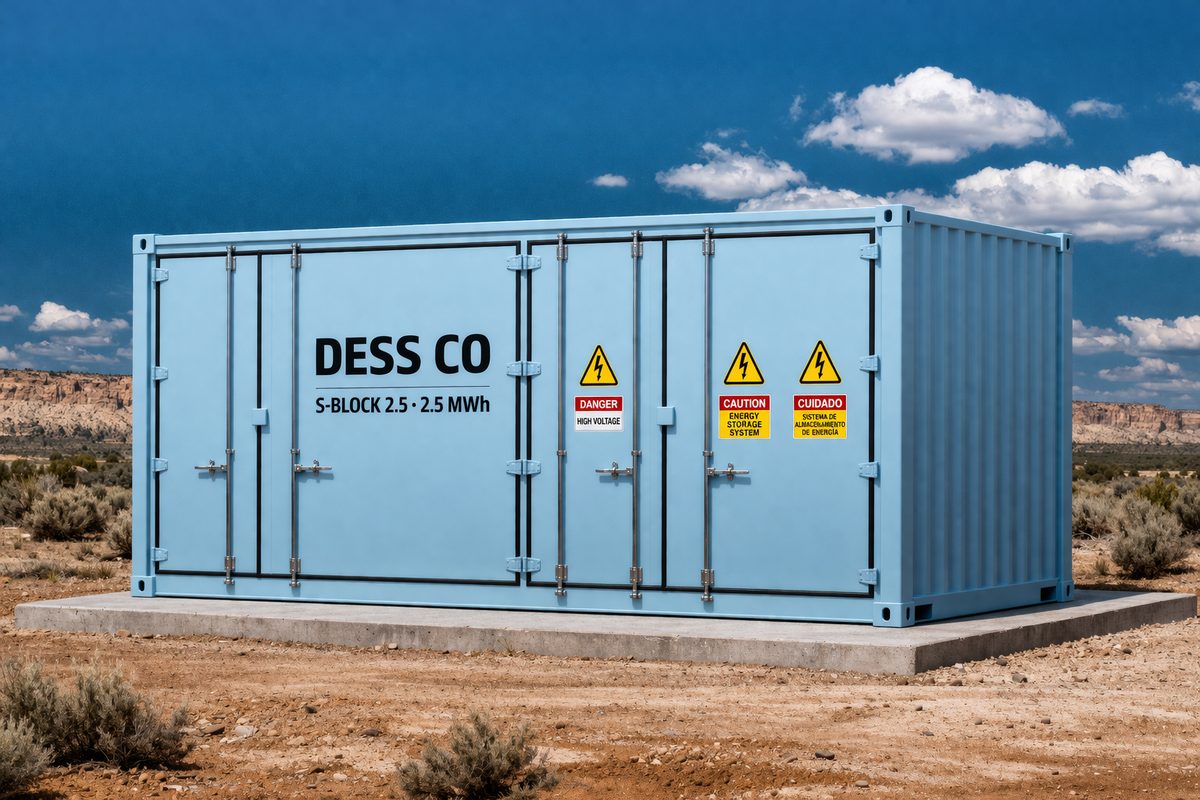 DESS CO S-BLOCK 6.6 MWh custom battery energy storage enclosure